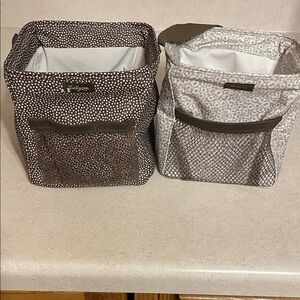 Thirty-One Brown and Gray Patterned Storage Bins